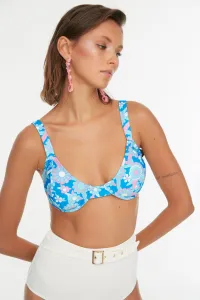 Trendyol Blue Floral Print Bikini Top