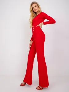 Červené elegantné nohavice so záhybmi Salerno