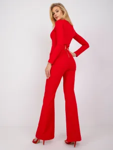 Červené elegantné nohavice so záhybmi Salerno