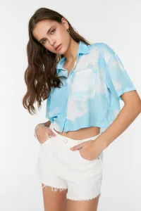 Trendyol White Denim Shorts with Tassels Tassels