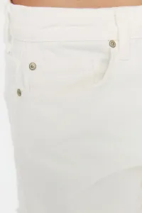 Trendyol White Denim Shorts with Tassels Tassels