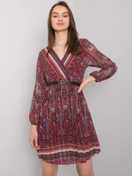 Dress-DHJ-SK-10201.93P-burgundy