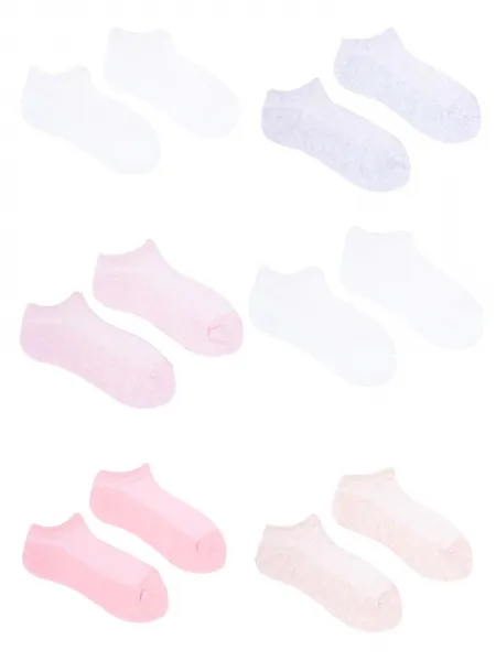 Yoclub Kids's Girls' Ankle Thin Cotton Socks Basic Plain Colours 6-pack SKS-0027G-0000