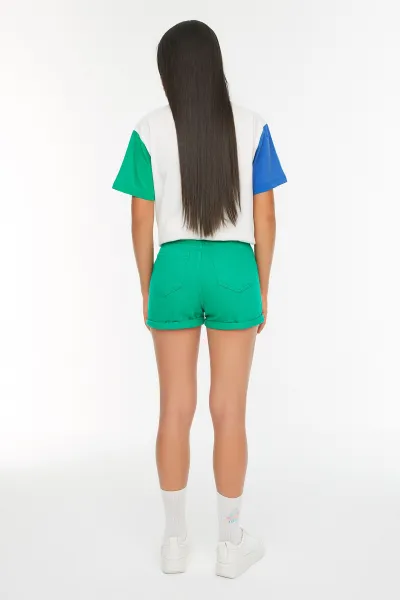Trendyol Green Denim Shorts