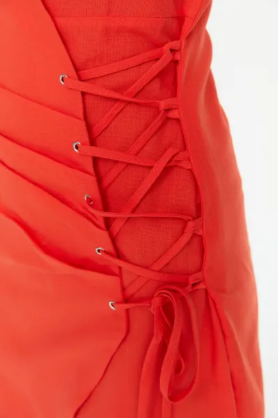 Trendyol Red Tie Detailed Beach Dress