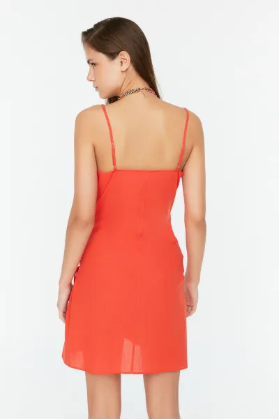 Trendyol Red Tie Detailed Beach Dress