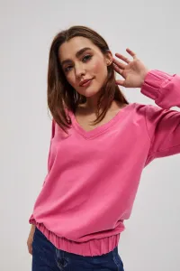 Mikina s výstrihom do V - ružová