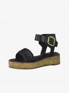 Čierne kožené sandále Tamaris