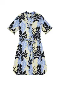 Marisse Viscose Dress With Tie L-Su-3720 L.Blue