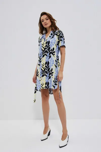 Marisse Viscose Dress With Tie L-Su-3720 L.Blue