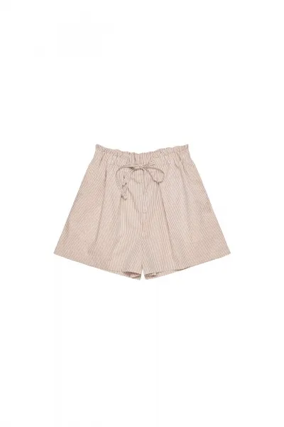 Striped cotton shorts - beige
