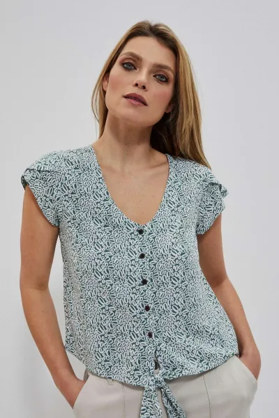 Marisse Patterned Shirt Blouse L-Ko-3731 Forest