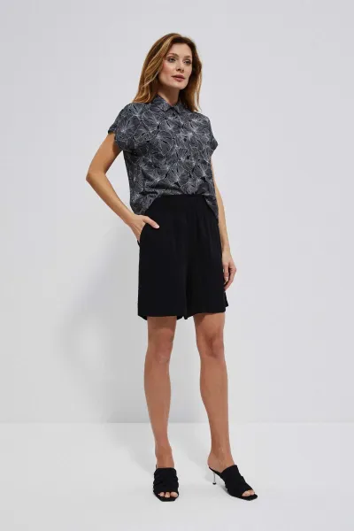 Marisse High-Waisted Viscose Shorts L-Sh-3719 Black