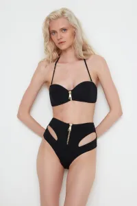Trendyol X Moeva Black Zipper Detailed High Waist Bikini Bottom