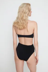 Trendyol X Moeva Black Zipper Detailed High Waist Bikini Bottom