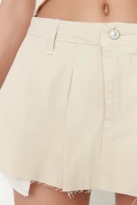 Trendyol Ecru Pleated Mini Denim Shorts Skirt
