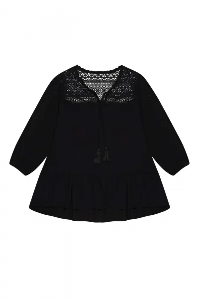 Marisse Viscose Shirt With Fringes L-Ko-3719 Black
