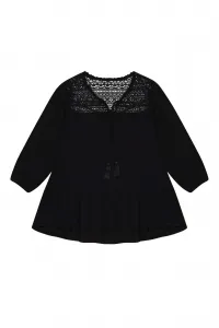 Marisse Viscose Shirt With Fringes L-Ko-3719 Black
