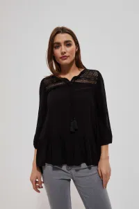Marisse Viscose Shirt With Fringes L-Ko-3719 Black