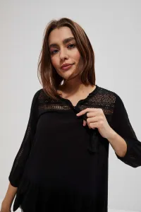 Marisse Viscose Shirt With Fringes L-Ko-3719 Black