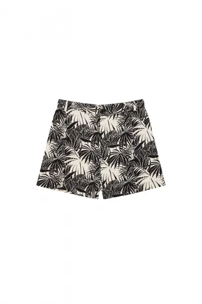 Marisse Tropical Print Shorts L-Sh-3725 Black