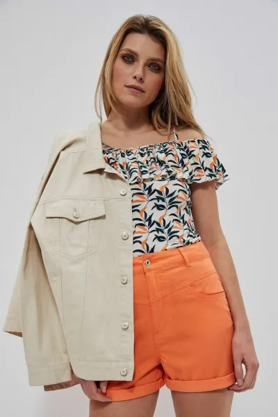 Marisse Strappy Blouse With Ruffles L-Ts-3773 L.Beige
