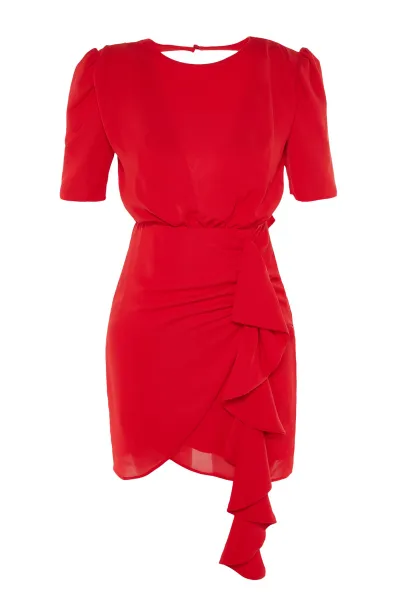Trendyol Red Shirring detailné večerné šaty