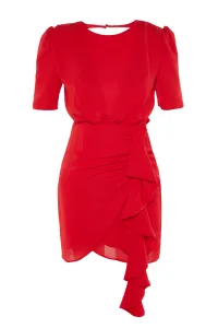Trendyol Red Shirring detailné večerné šaty