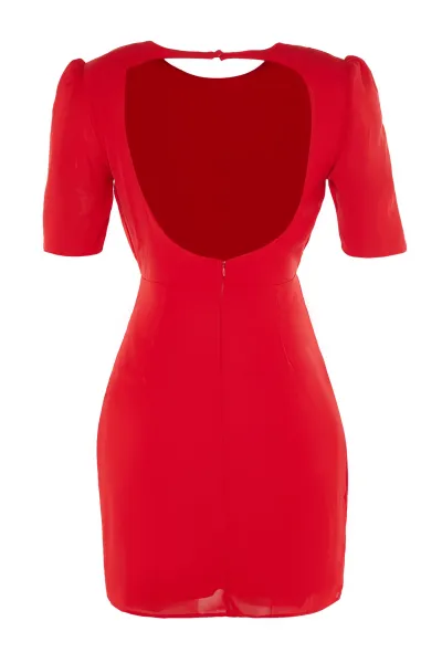 Trendyol Red Shirring detailné večerné šaty
