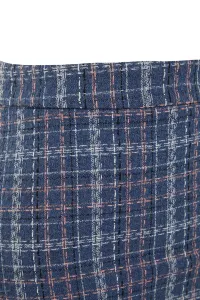 Trendyol Indigo károvaná tvídová tkanina mini tkaná sukňa
