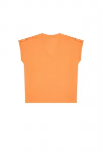 Marisse Cotton V-Neck Blouse L-Ts-3742 Melon