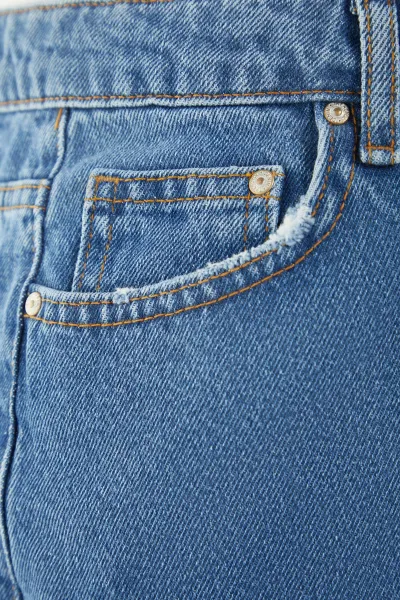 Trendyol Curve Dark Blue High Waist Destroyed Denim Shorts & Bermuda
