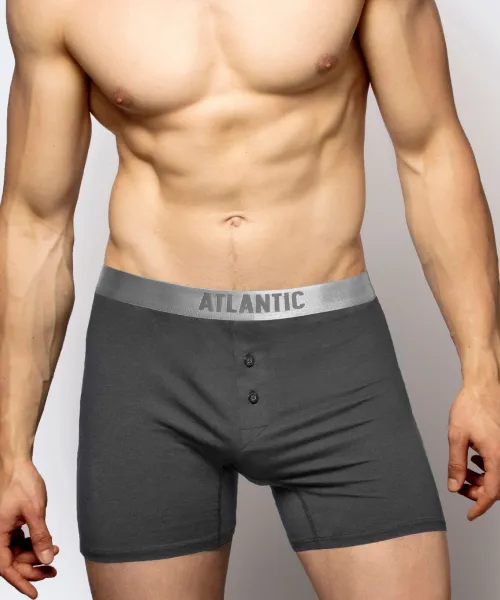 Pánske klasické boxerky s gombíkmi ATLANTIC - tmavošedé