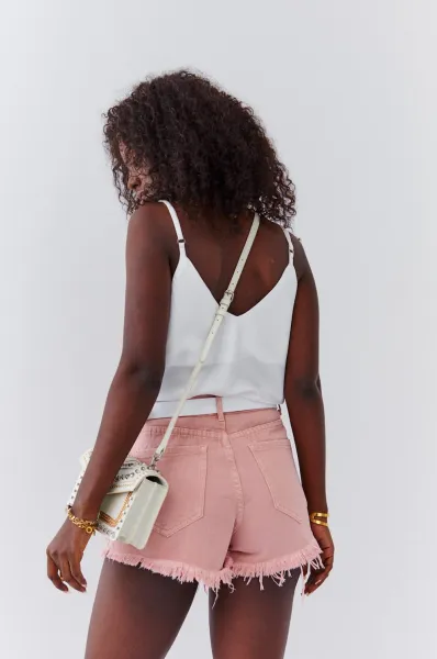 Pink denim shorts