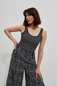 Marisse Black And White Striped Button-Up Top