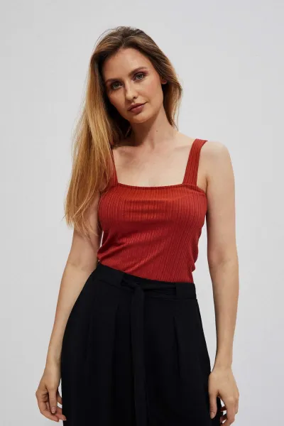 Marisse Ruby Ribbed Top With Wide Straps