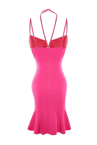 Trendyol Dark Fuchsia detailné večerné šaty
