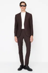 Trendyol hnedé pánske slim fit nohavice na žehlenie