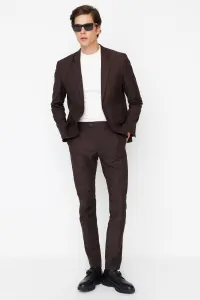 Trendyol hnedé pánske slim fit nohavice na žehlenie