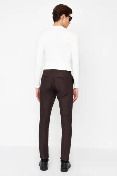 Trendyol hnedé pánske slim fit nohavice na žehlenie