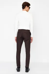 Trendyol hnedé pánske slim fit nohavice na žehlenie