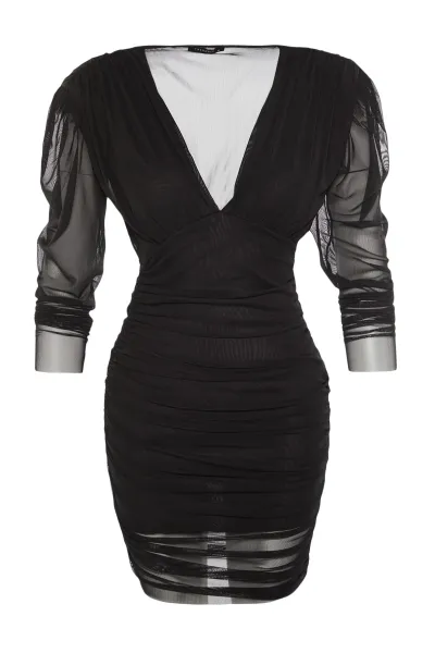 Trendyol Black Printed Draped Evening Dress