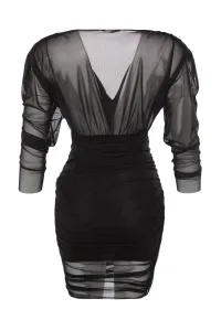 Trendyol Black Printed Draped Evening Dress