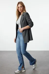 Trendyol Navy Blue Slit High Waist Flare džínsy