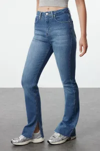 Trendyol Navy Blue Slit High Waist Flare džínsy
