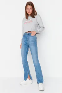 Trendyol Navy Blue Slit High Waist Flare džínsy