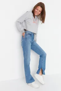 Trendyol Navy Blue Slit High Waist Flare džínsy