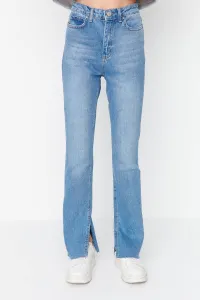 Trendyol Navy Blue Slit High Waist Flare džínsy