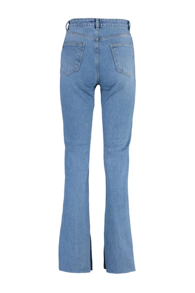 Trendyol Navy Blue Slit High Waist Flare džínsy