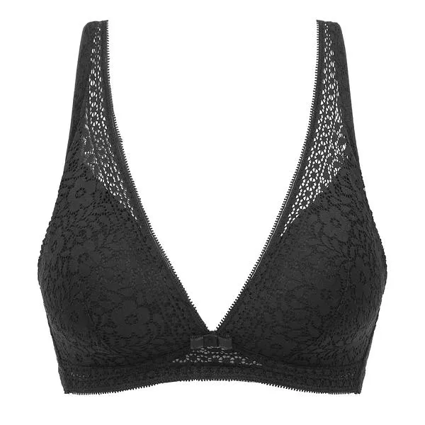 DIM SUBLIM TRIANGLE BRA - Dámska čipková podprsenka bez kostíc  - čierna